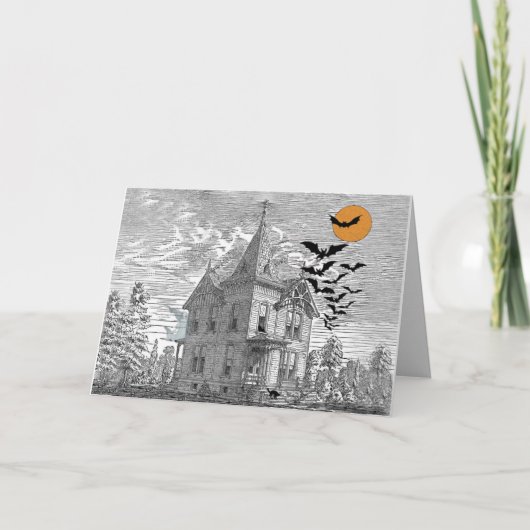 Carte Anniversaire de coutume de Halloween hanté par cru (Devant)