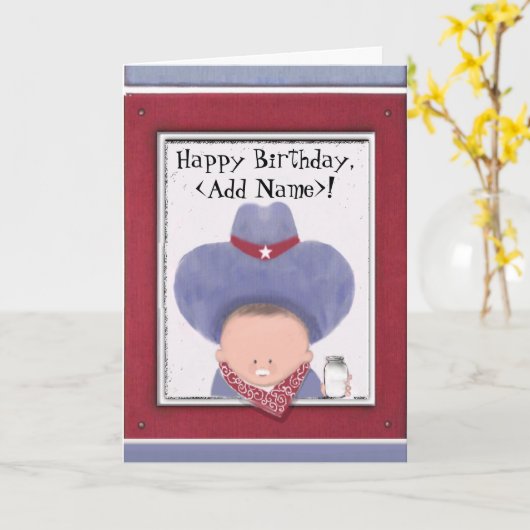 Carte Anniversaire de Cowboy (Fleur jaune)