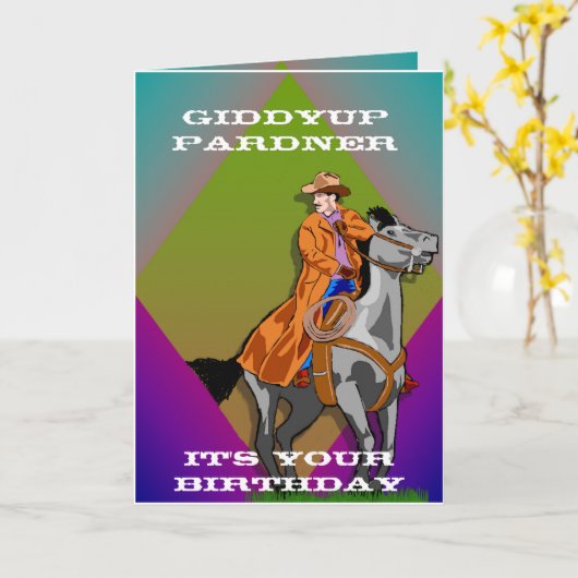 Carte Anniversaire de Cowboy (Fleur jaune)