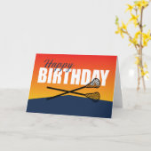 Carte Anniversaire de crosse sur Blue and Orange Athlete (Fleur jaune)