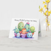 Carte Anniversaire de Cute Cactus (Fleur jaune)