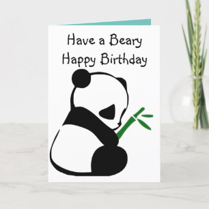 Carte Anniversaire de Cute Panda en bambou