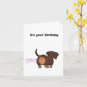 Carte Anniversaire de Dachshund (Fleur jaune)