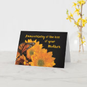 Carte Anniversaire de décès de Maman Papillon sur Tourne (Fleur jaune)