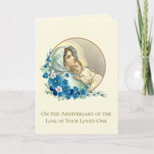 Carte Anniversaire de décès d'un être cher Vierge Marie 