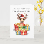 Carte Anniversaire de Deer mignonne sur Noël Piles of Lo (Fleur jaune)