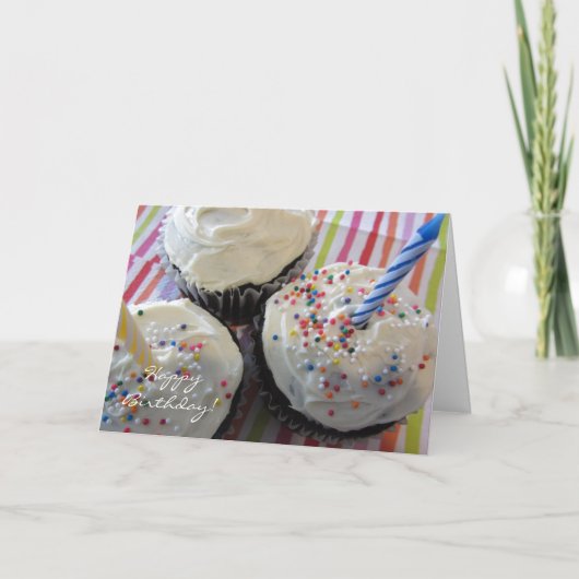 Carte Anniversaire de délicieux cupcakes (Devant)
