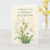 Carte Anniversaire de deuil Oncle Lys calla blancs (Fleur jaune)