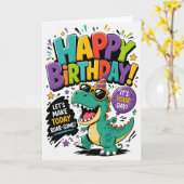 Carte Anniversaire de dinosaure (Fleur jaune)