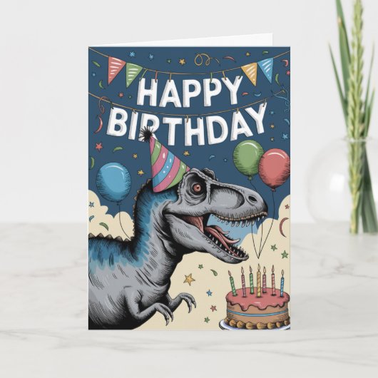 Carte Anniversaire de dinosaure amusant (Devant)