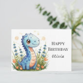 Carte Anniversaire de dinosaures imprimés enchantés (Debout devant)