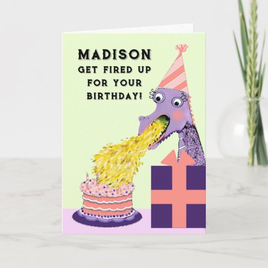 Carte Anniversaire de dragon drôle (Devant)