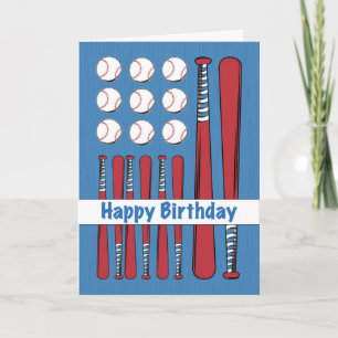 Carte Anniversaire de drapeau de base-ball, rouge,