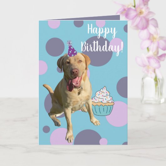 Carte Anniversaire de Dudley Labrador (Orchidée)