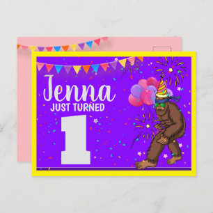 Carte anniversaire de enfant Bigfoot mignonne pers