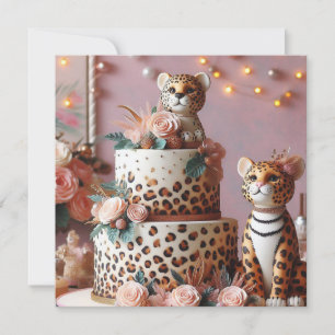 CARTE ANNIVERSAIRE DE ENFANT CAKE CUTE LEOPARD THÈME