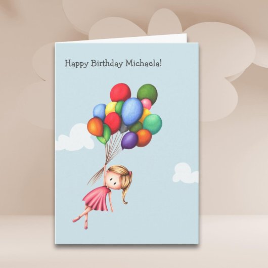 Carte Anniversaire de enfant de ballons fille mignonne