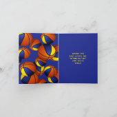 Carte anniversaire de enfant de basket-ball en or bleu (Intérieur)