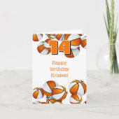 Carte anniversaire de enfant de basket blanc orange (Devant)