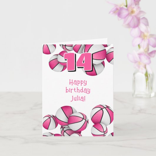 Carte anniversaire de enfant de basket blanc rose (Orchidée)