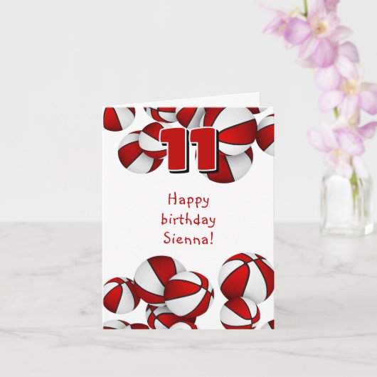 Carte anniversaire de enfant de basket blanc rouge (Orchidée)