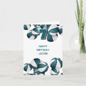 Carte anniversaire de enfant de basket blanc turquoise (Devant)