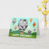 Carte Anniversaire de enfant de la ferme de ballons à ai (Fleur jaune)