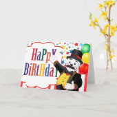 Carte Anniversaire de enfant de l'ours polaire de cirque (Fleur jaune)