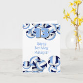 Carte anniversaire de enfant de volley-ball bleu blanc (Fleur jaune)