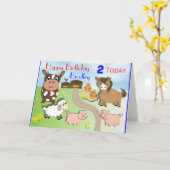 Carte Anniversaire de enfant des animaux de ferme  (Fleur jaune)