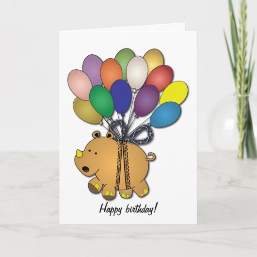 Carte Anniversaire de enfant : Rhino (Devant)