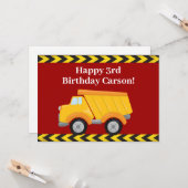 Carte Anniversaire de enfant rouge de camion de pompage (Devant/Arrière en situation)