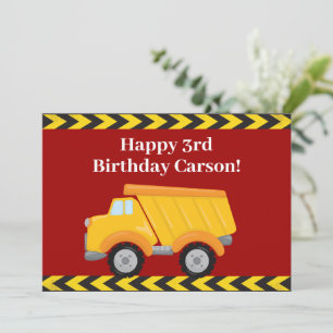 Carte Anniversaire de enfant rouge de camion de pompage 