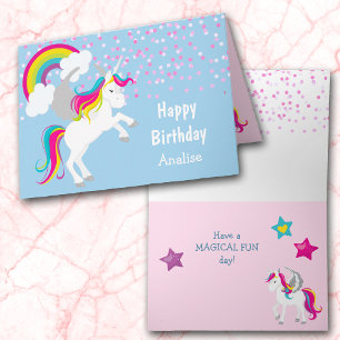 Carte Anniversaire de enfant Unicorn colorée