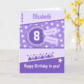 Carte Anniversaire de enfant violet lilas et blanc n'imp (Fleur jaune)