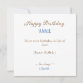 Carte Anniversaire de enfant WESTERN AMUSANT (Dos)