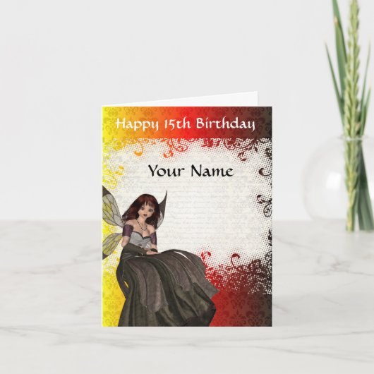 Carte Anniversaire de fée gothique mignonne 15ème (Devant)