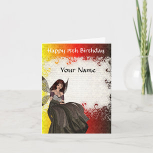 Carte Anniversaire de fée gothique mignonne 15ème