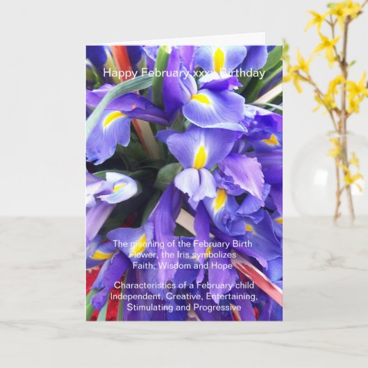 Carte Anniversaire de février (Fleur jaune)