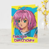 Carte Anniversaire de fille d'Anime (Fleur jaune)