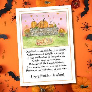 Carte Anniversaire de Fille en Octobre avec Pique-Nique