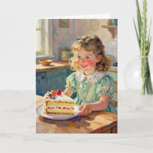Carte Anniversaire de fille   Fleurs et gâteau