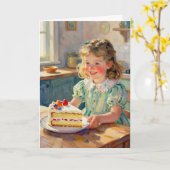 Carte Anniversaire de fille | Fleurs et gâteau (Fleur jaune)