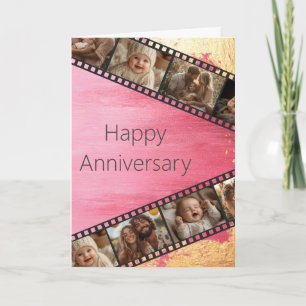 Carte Anniversaire de film rose et or