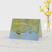 Carte Anniversaire de flottement de grenouille (Fleur jaune)