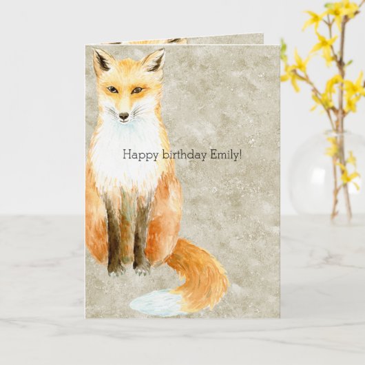 Carte Anniversaire de Fox (Fleur jaune)