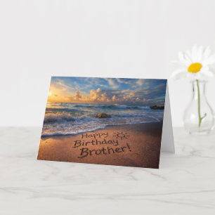 Carte Anniversaire de frère sur la plage avec l'océan