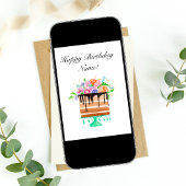 Carte Anniversaire de gâteau d'aquarelle de Nana de