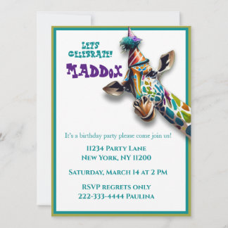 Carte anniversaire de girafe pour enfant