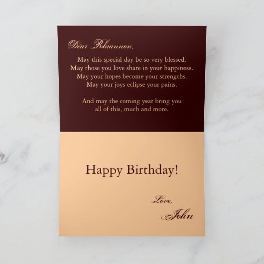 Carte Anniversaire de Goddess (Intérieur)